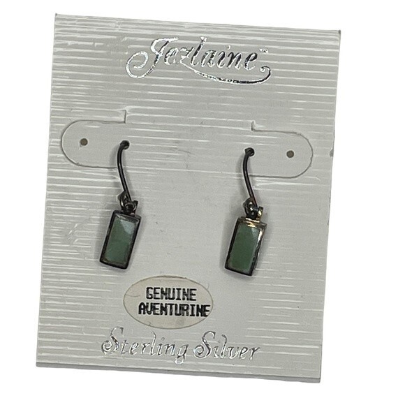 Jewelry - Jezlaine Genuine Aventurine Sterling Silver Earrings for Pierced Ears